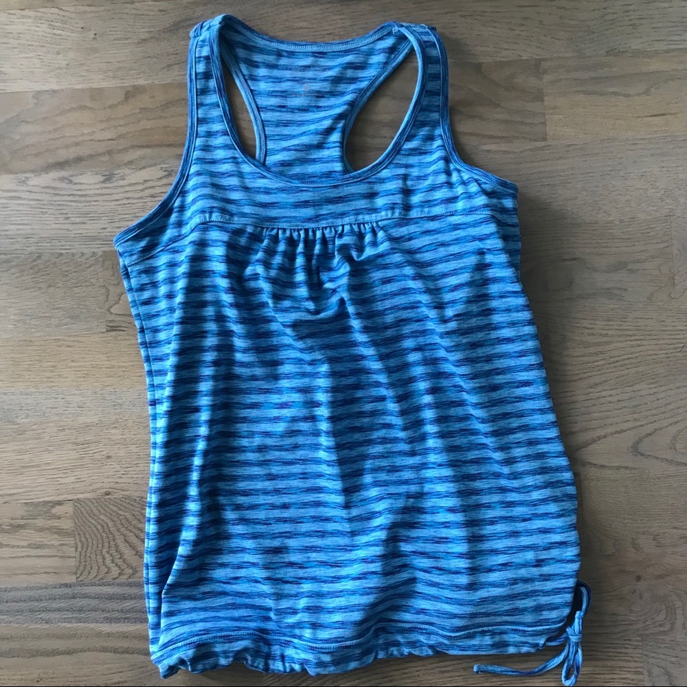 Athleta Tinker Tank. Blue Stripes, Bottom Tie.